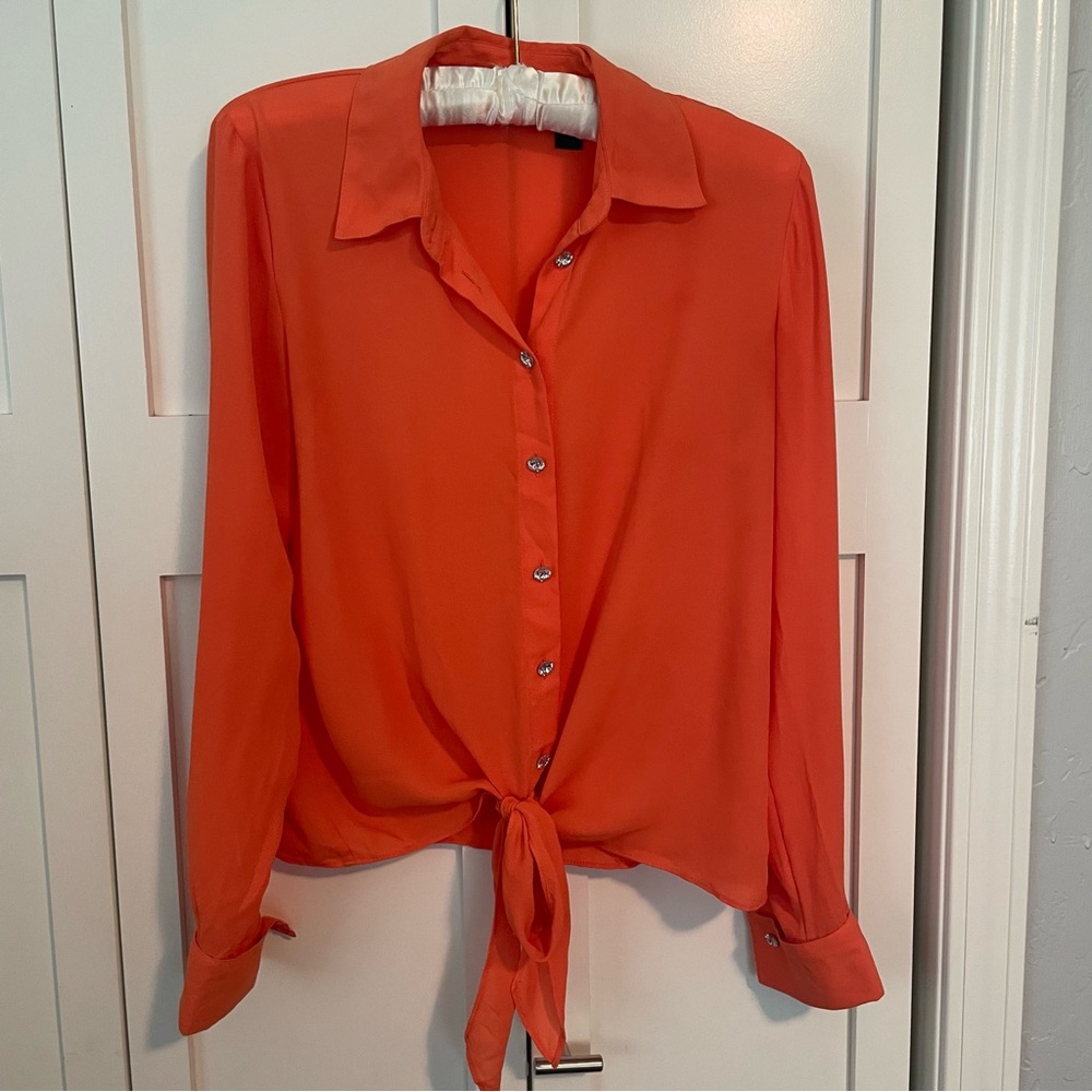 INC International Concepts Orange Long Sleeve Blouse